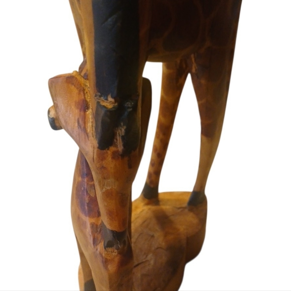 Handcrafted Wooden Giraffe Sculpture - Picture 8 of 8